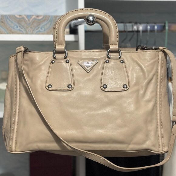 Prada Leather Tote Purse -Nocciolo Soft Calfskin (BN1889) - Picture 1 of 16